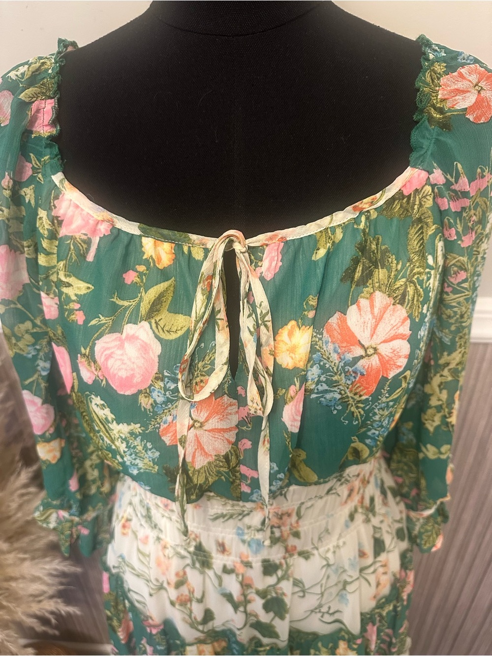 Fig & Flower Floral Cottagecore Peasant Midi Dress Women’s Medium NWOT Boho - Picture 4 of 14